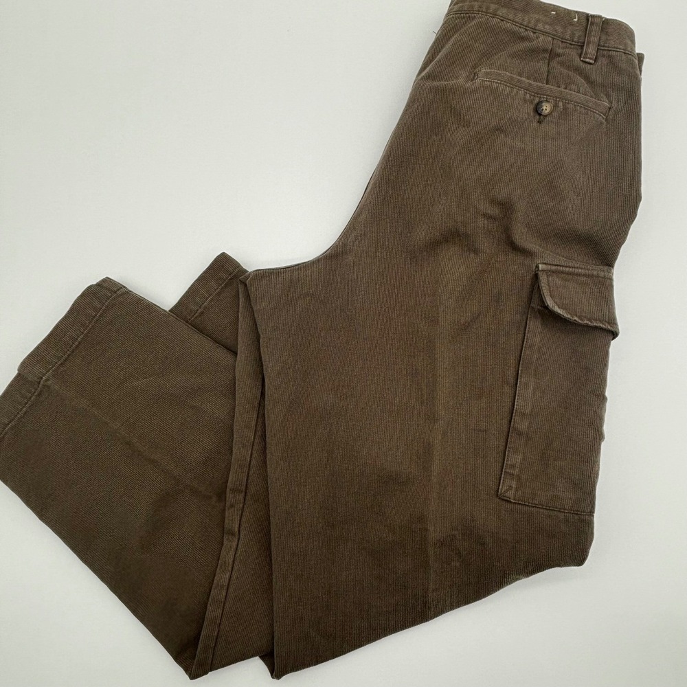 Eddie Bauer Mens Brown Cotton‎ Cargo Pants Pleated Front Size 35x30